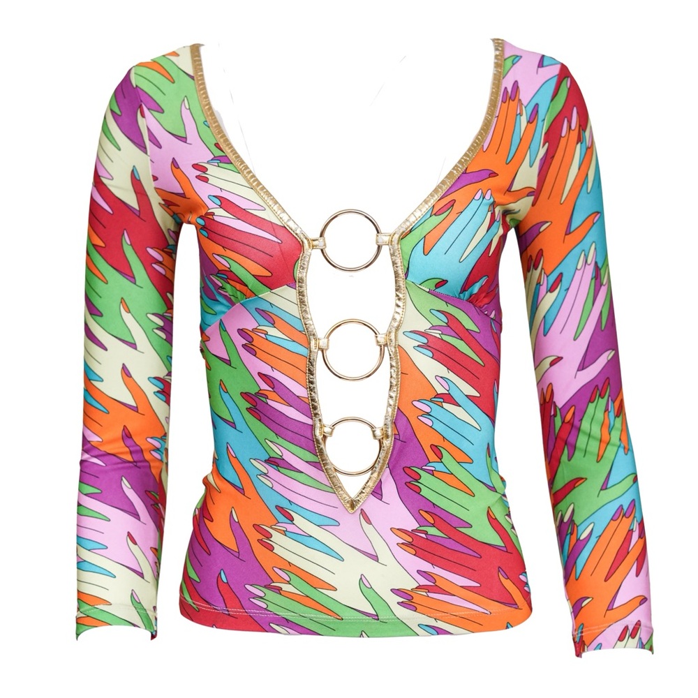 D&G Multicolored Handprint "O" Ring Top